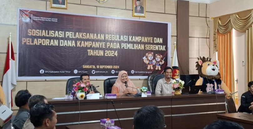 KPU Kutai Timur menggelar sosialisasi regulasi kampanye dan pelaporan dana kampanye di Kantor KPU, Rabu (18/9/2024)